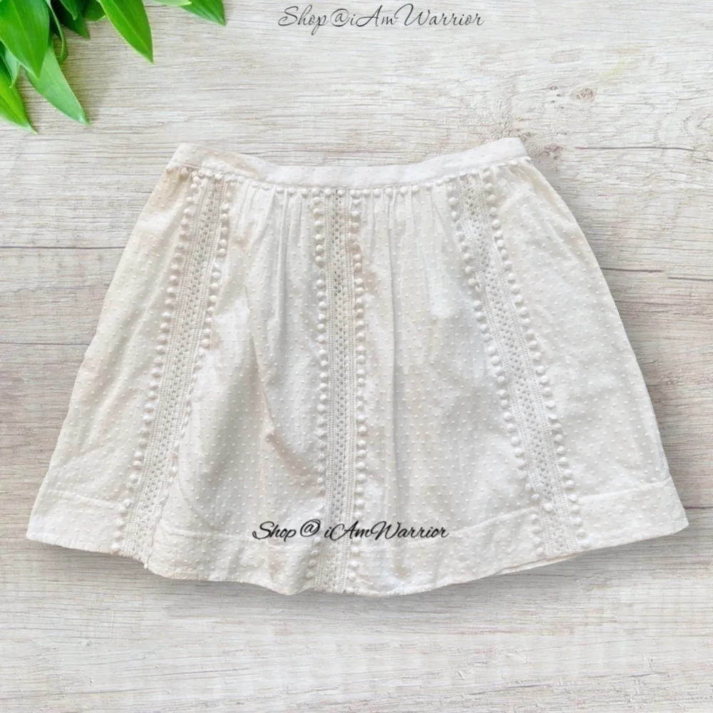 J.Crew NWT WHITE swissdot pompom mini skirt *shop@iamwarrior